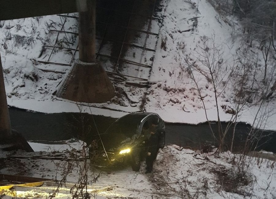 В Окуловском районе иномарка упала под мост в реку