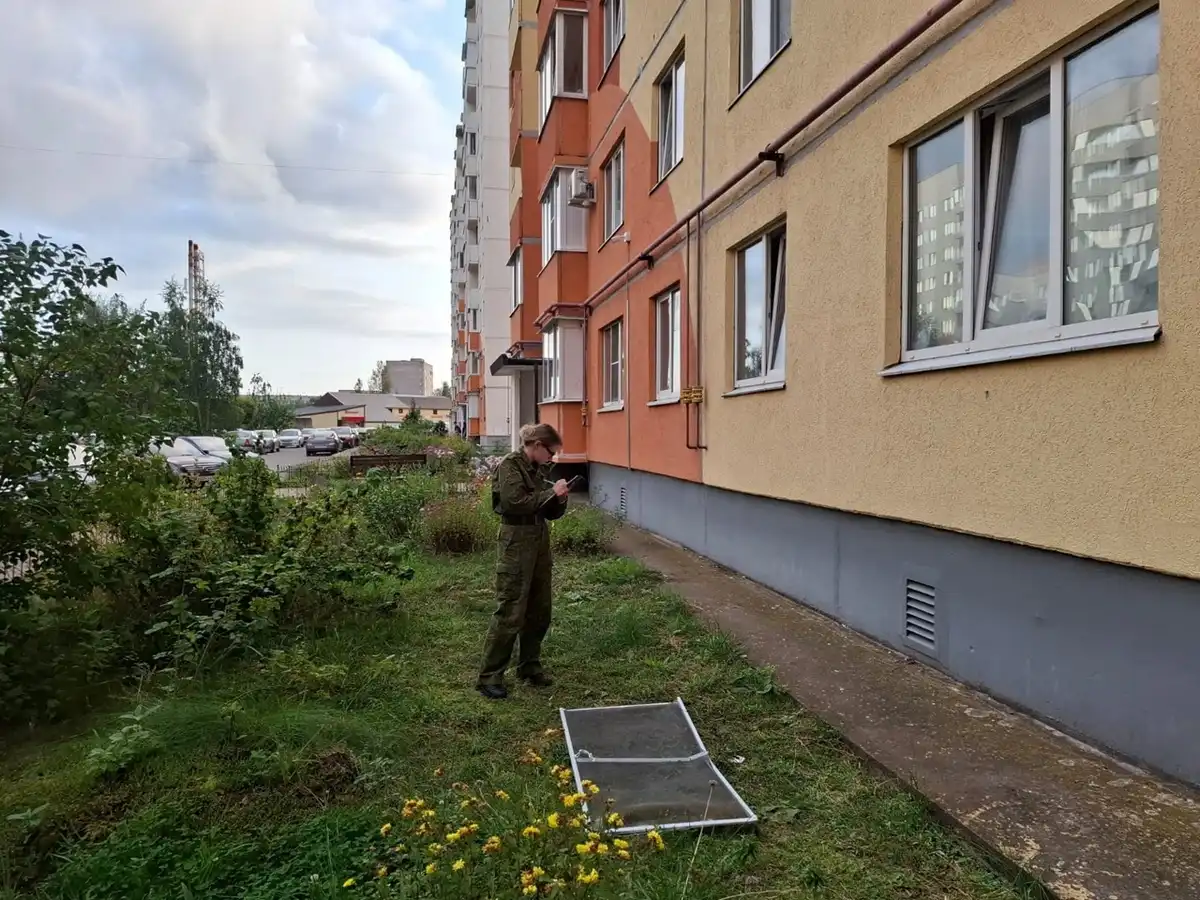 Предположительно, мальчик опёрся на москитную сетку.