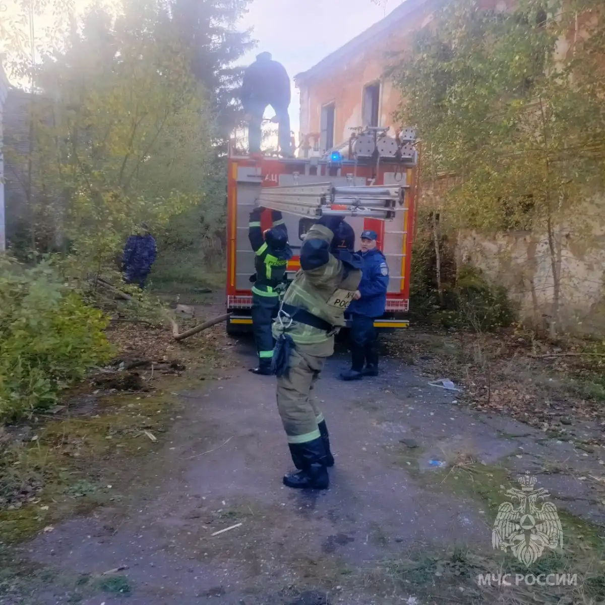 В Старой Руссе, на улице Возрождения потушили пожар в нежилом здании.