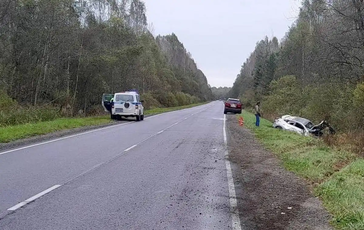 В Парфинском округе 55-летняя женщина не справилась с управлением «Ниссаном».
