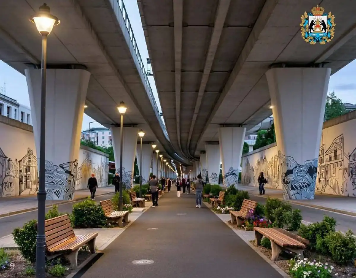 ИИ создал визуализацию с аллеями для пеших прогулок и на велосипедах.