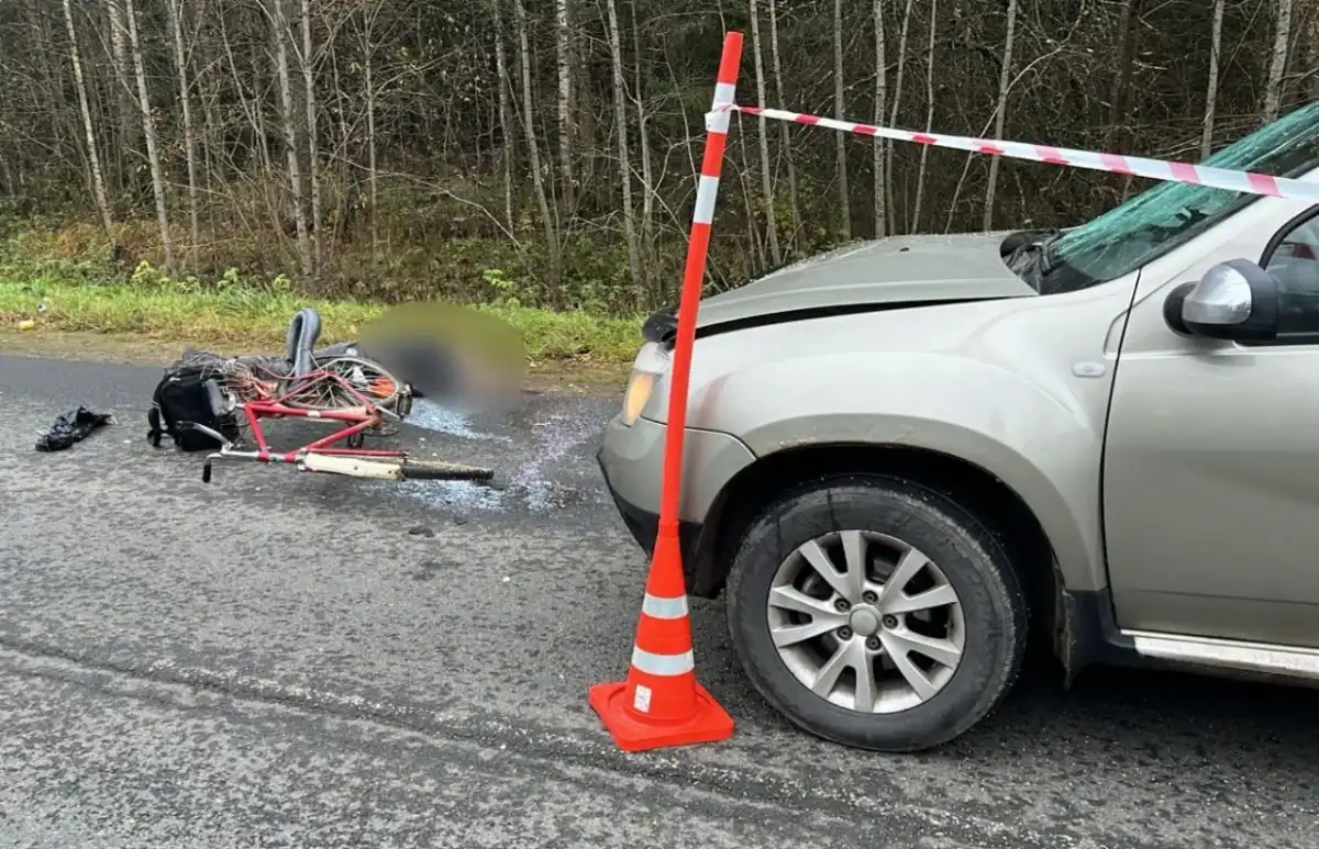 В результате ДТП велосипедист погиб на месте происшествия до прибытия бригады скорой медицинской пом