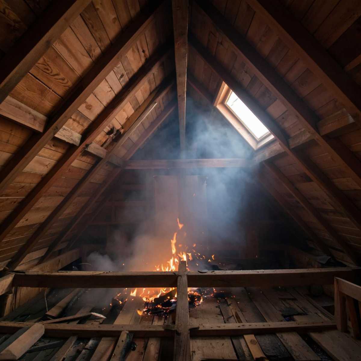 В результате одного из пожаров было повреждено чердачное перекрытие.