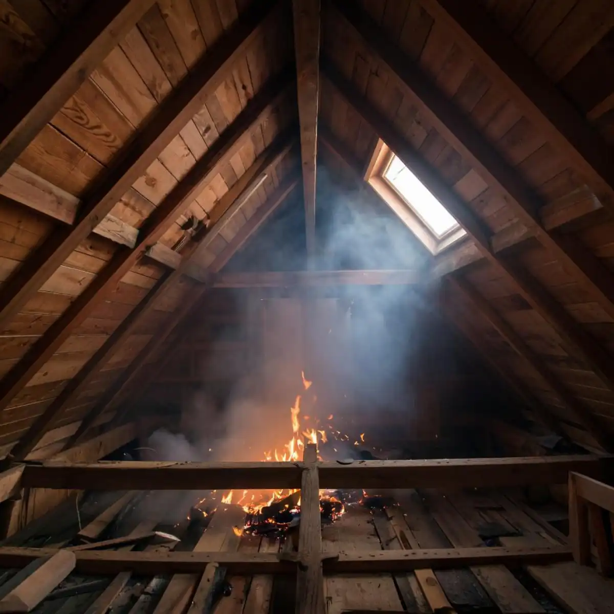 В результате одного из пожаров было повреждено чердачное перекрытие.