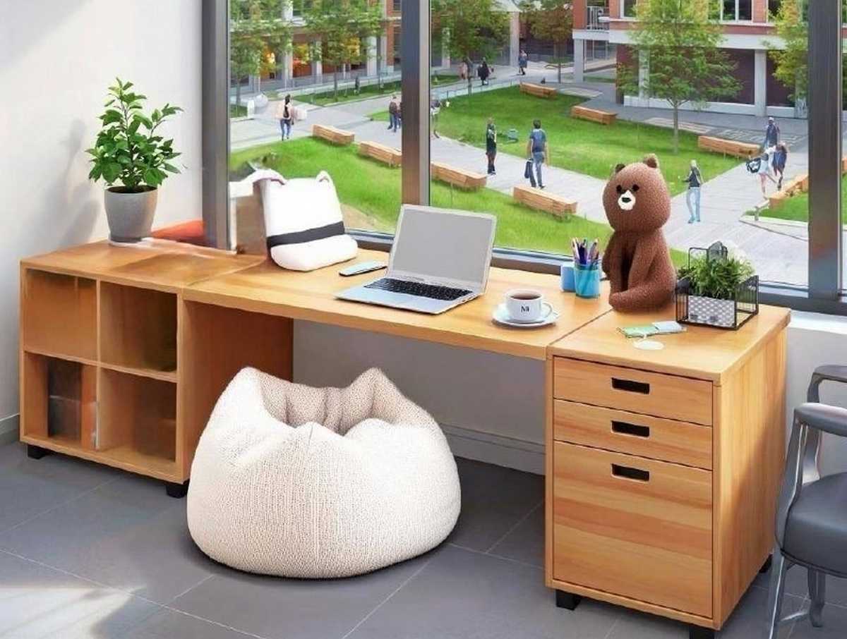 По версии ИИ, идеальное рабочее место студента в кампусе – это светлая комната с большими окнами.