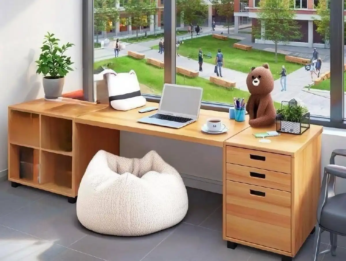 По версии ИИ, идеальное рабочее место студента в кампусе – это светлая комната с большими окнами.