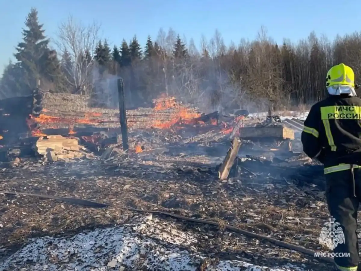 В Боровичском округе огонь уничтожил дом и постройку.