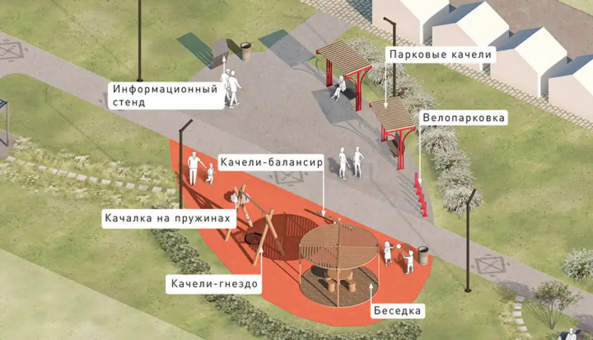 Территорию у ФСК планируют сделать всесезонным пространством, учитывающим интересы посетителей разных возрастов.
