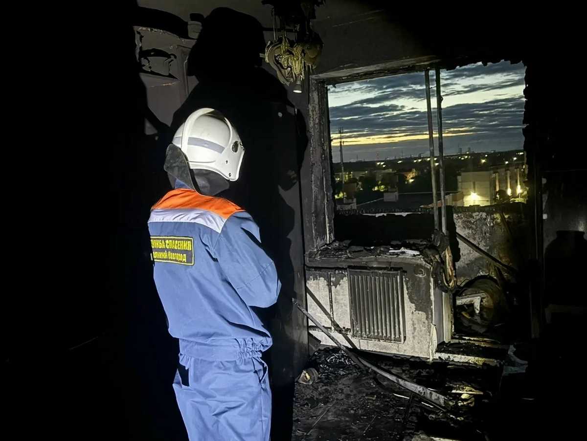 Огонь повредил имущество на кухне и балконе квартиры на девятом этаже. Огонь повредил имущество на кухне и балконе квартиры на девятом этаже.