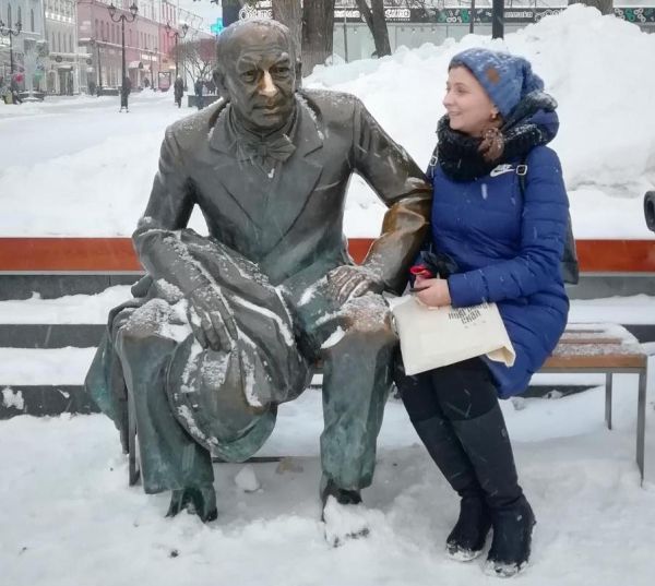 Один из самых популярных у гостей и жителей Нижнего Новгорода памятник великому русскому актёру, уроженцу города Евгению Евстигнееву.