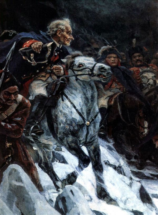 Фрагмент картины Василия Сурикова «Переход Суворова через Альпы».