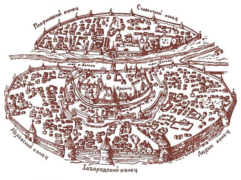 В основе идеи проекта – деление средневекового Новгорода на концы (районы)