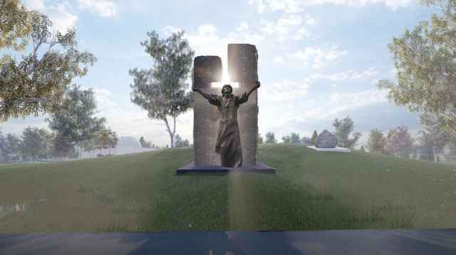 22 июня у деревни Жестяная горка захоронят останки мирных граждан, расстрелянных в годы войны. Эта семиметровая скульптура матери будет установлена на вершине холма