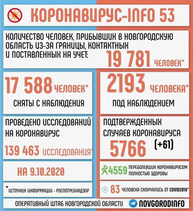 Общее число жителей Новгородской области, переболевших коронавирусом, сейчас составляет 4519 человек