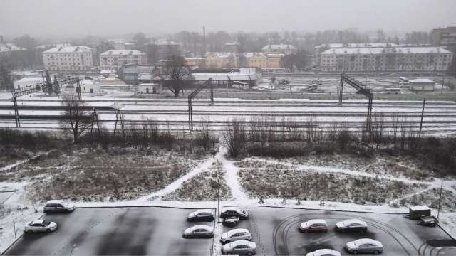 В Великом Новгороде идёт мокрый снег