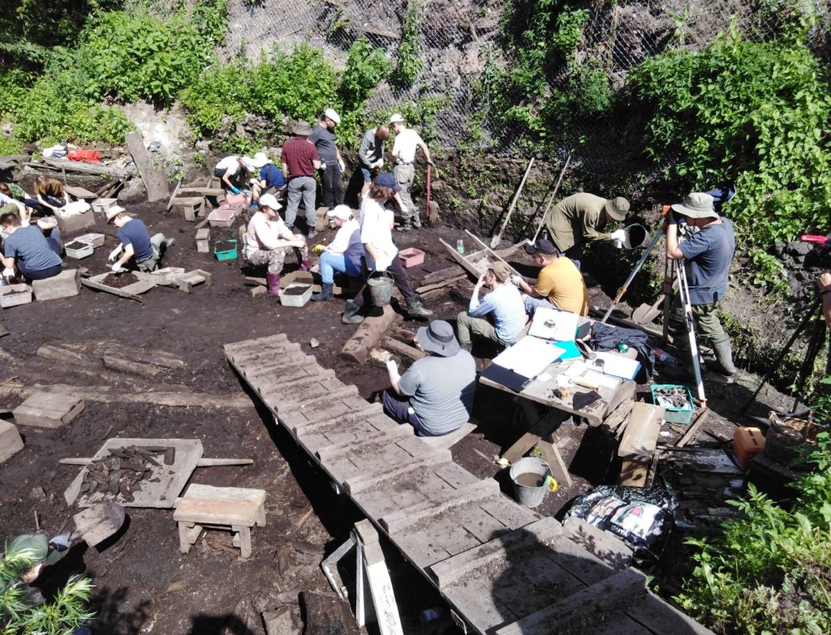 В настоящий момент на раскопе исследуют слои X века, начала и середины XI века.