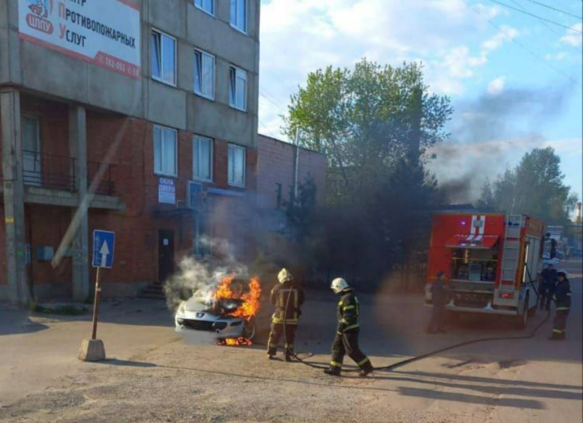 Peugeot стал шестым сгоревшим автомобилем за сутки в Новгородской области.