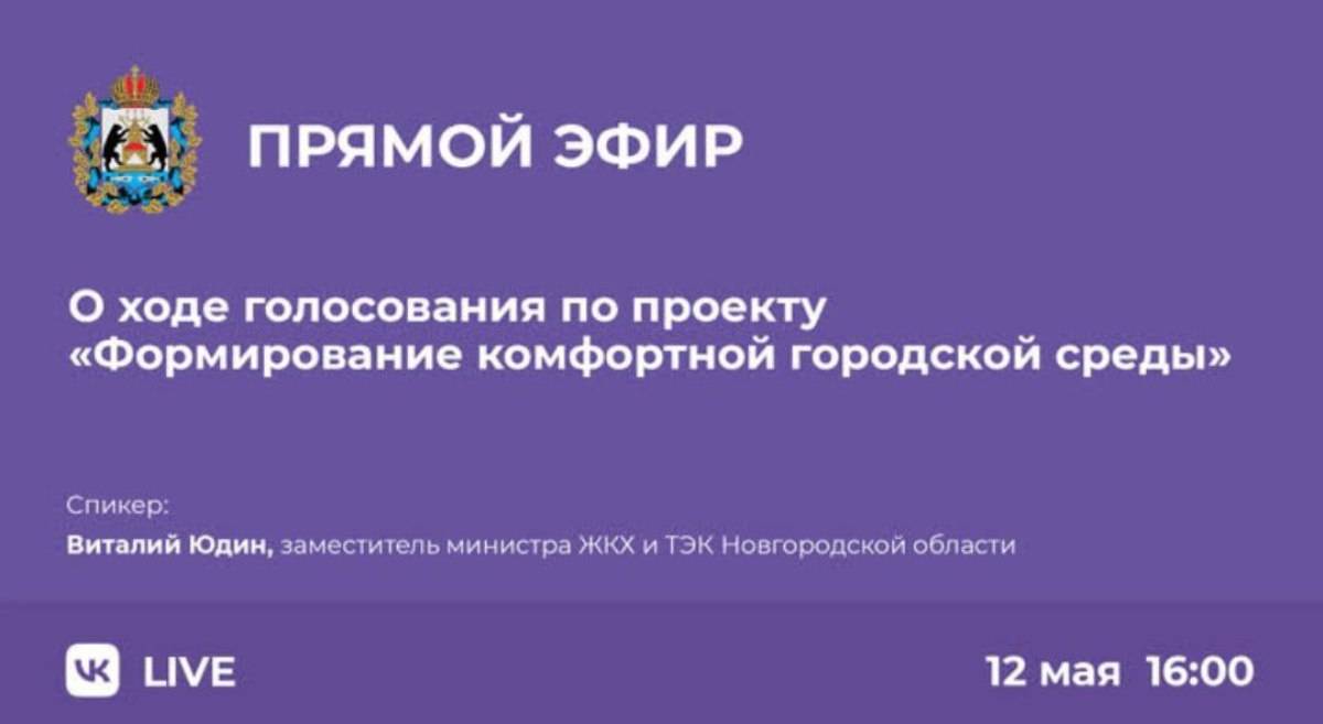 В соцсети пройдёт прямой эфир о ходе голосования за объекты благоустройства в Новгородской области