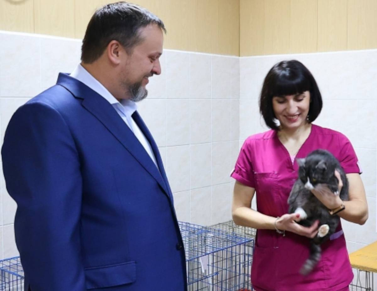 На ветстанции Андрей Никитин познакомился не только с ветеринарами, но и с животными, которые сейчас там находятся. Приглянулась ему пушистая красавица Василиса.