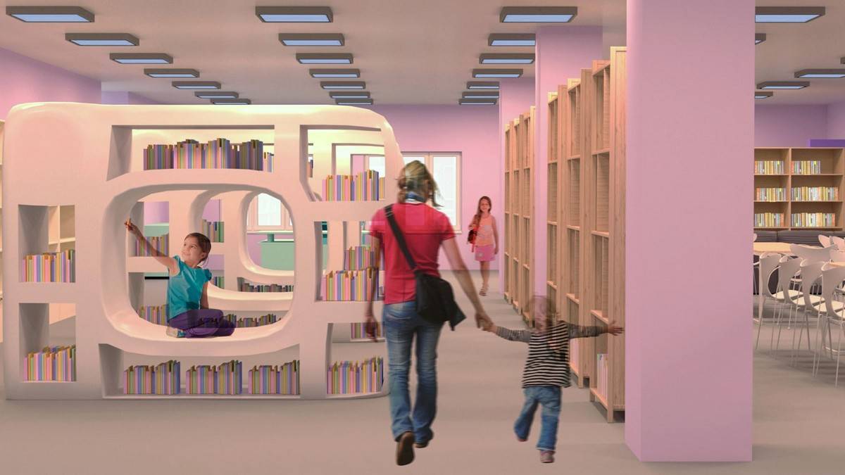 По проекту пространство детской библиотеки в Марёве поделят на 12 функциональных зон.
