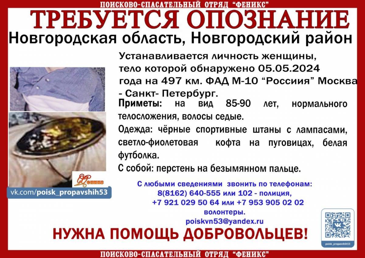 Пожилую женщину сбили вечером 5 мая на М-10 в Новгородском районе.