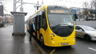 Рейсовый электробус на улицах Минска