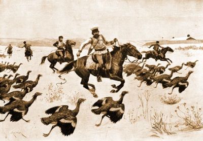 Так происходило избиение беспомощных дроф в Румынии и не только там. Репродукция с работы Амеде Форестье (1905 г.)